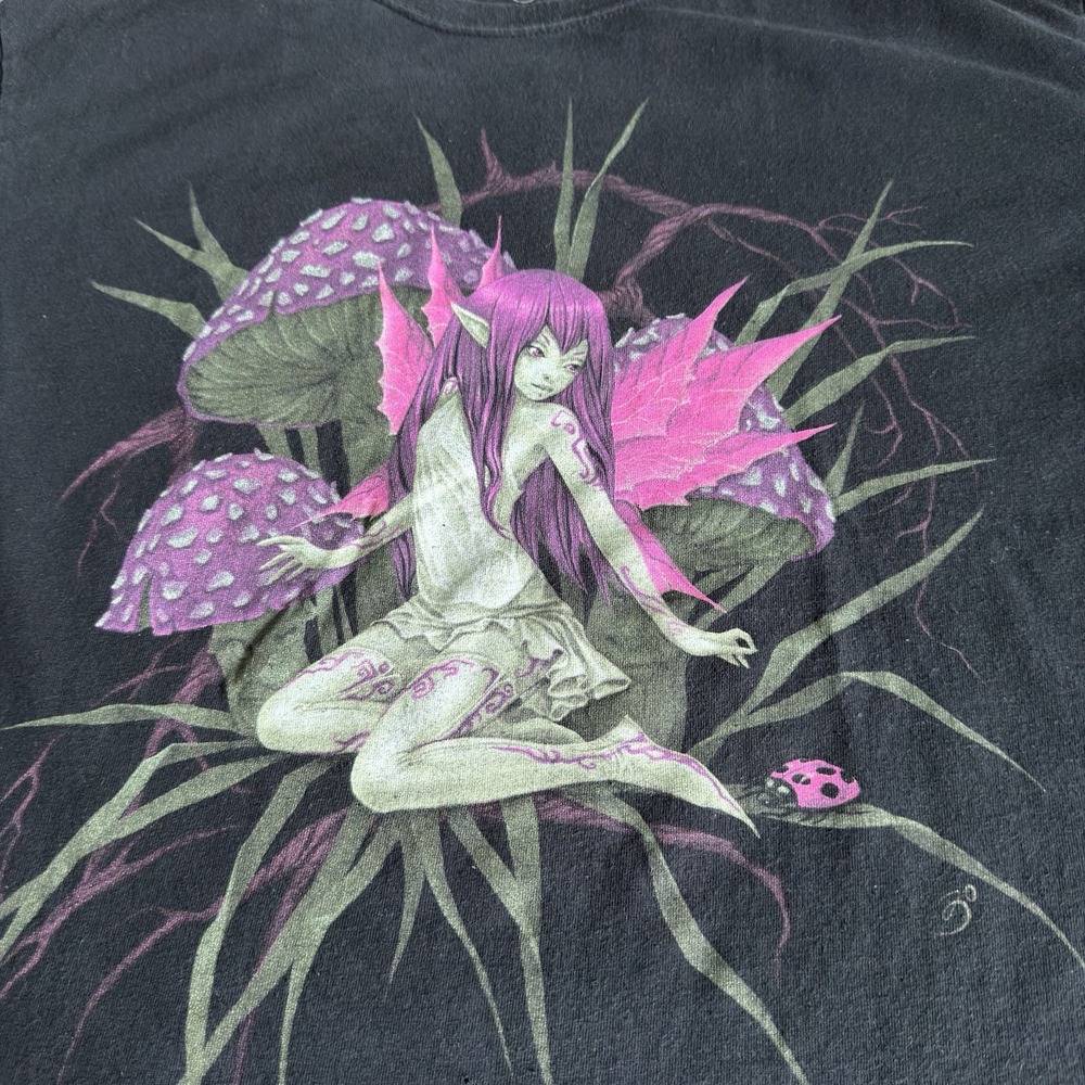 Fairies By Trick Short Sleeve Graphic T-shirt Large Girl Pink Fairy Mushrooms - Picture 5 of 8